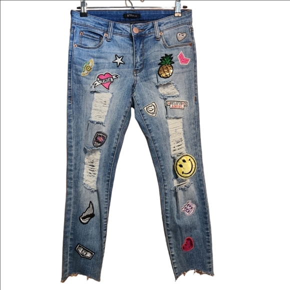 STS BLUE TOMBOY SKINNY SLOUCH PATCH JEAN SIZE 24 LIKE NEW! - Picture 4 of 13